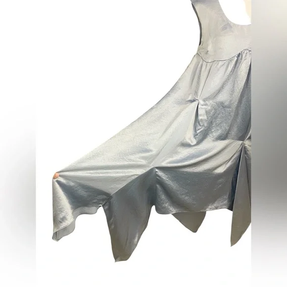 Collina Strada Dara Light Blue Satin Midi Dress Drapey Asymmetric Avant Garde - Picture 12 of 16